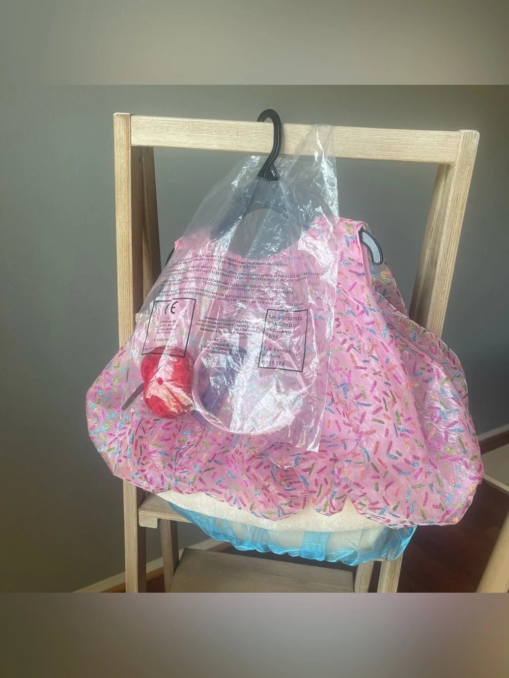 Toddler Cupcake Costume Pink Sprinkles Frosting Tunic Blue Tulle Cherry Headband